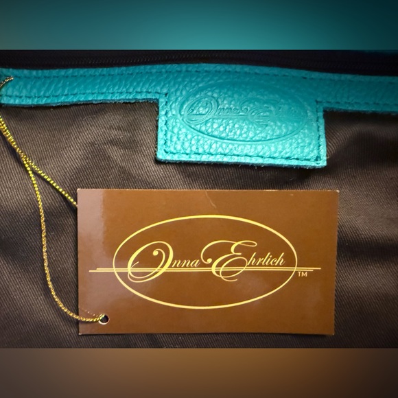 ✨ Onna Ehrlich Pebbled Leather Crossbody Satchel | Turquoise | NWT - Picture 11 of 11